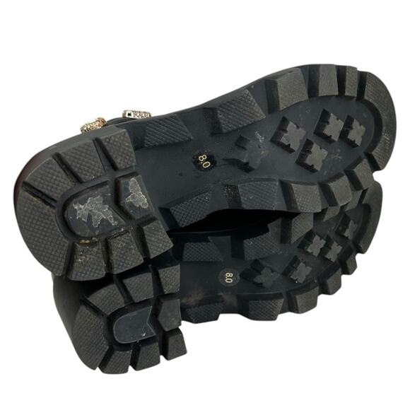 Steve Madden Amulet Rhinestone Chelsea Ankle Boots Black Size 8 Rubber Sole - Picture 6 of 9